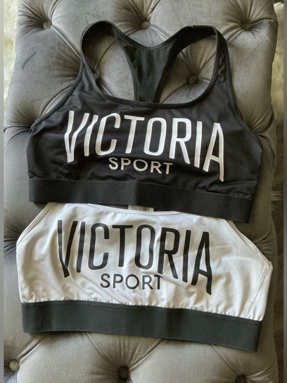Women's Victorias Secret Racerback Sports Bra - Black & White Bundle